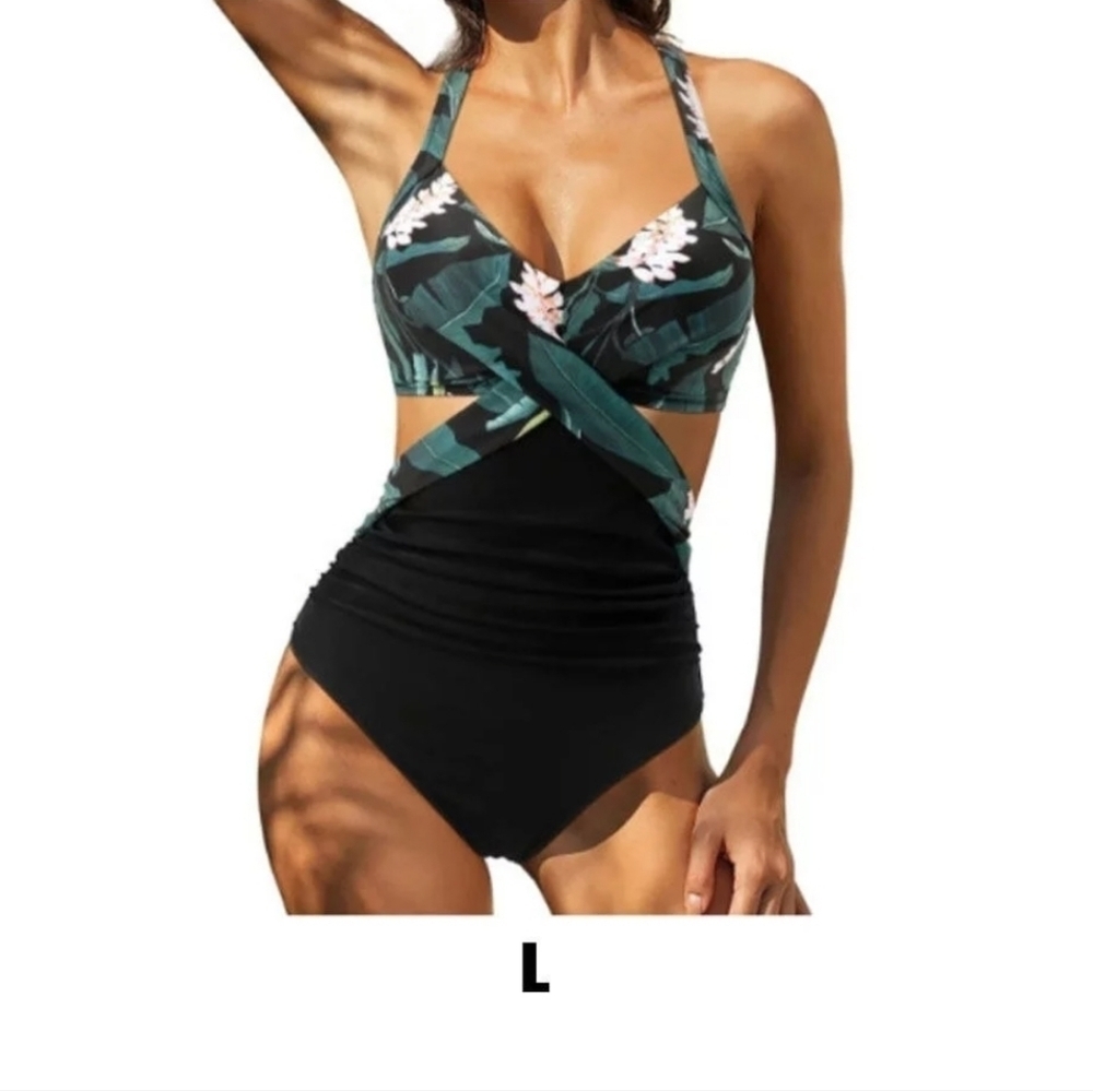 Women Wrap Cut Out Swimsuit High Waisted Bathing Suit Sexy M